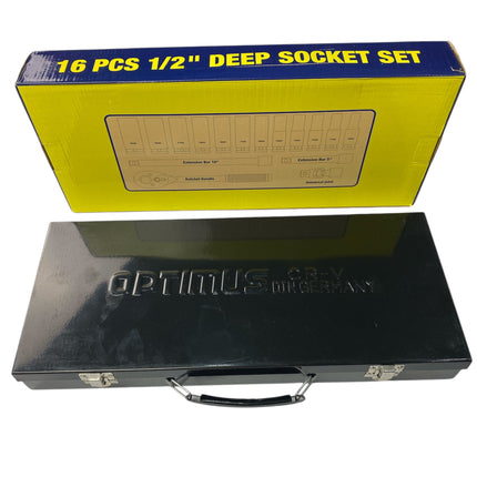 Socket set 1/2'', 16pcs long impact wrench set from 10 mm to 24 mm