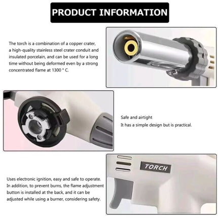 Cylinder gas lighter, with adjustable gas, Piezo ignition, 1300°C