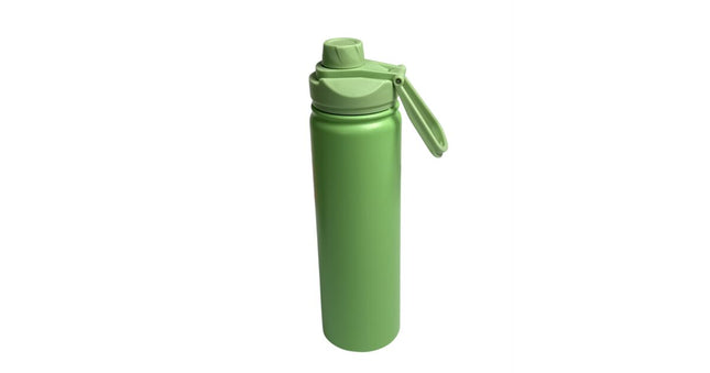 AKINSDA Insulated Water Bottle 650 ml Green Color, Double-Layer Stainless Steel Thermos, with Carrying Handle