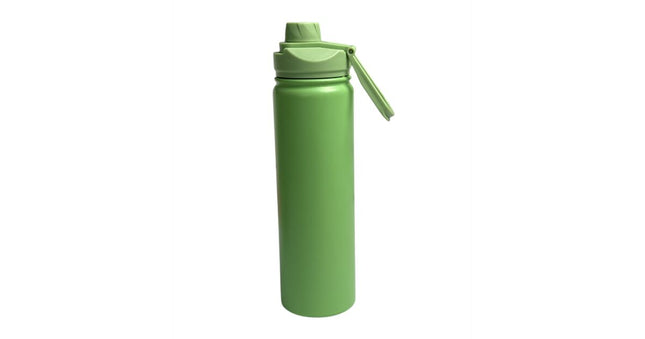 AKINSDA Insulated Water Bottle 650 ml Green Color, Double-Layer Stainless Steel Thermos, with Carrying Handle
