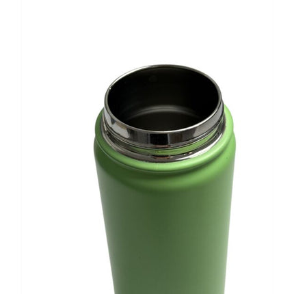 AKINSDA Insulated Water Bottle 650 ml Green Color, Double-Layer Stainless Steel Thermos, with Carrying Handle