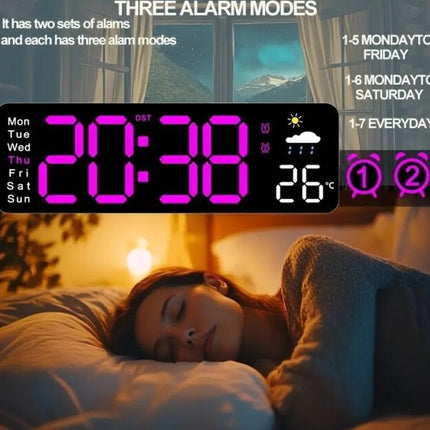 Digital LED clocks, wall-mounted, table clock with temperature display