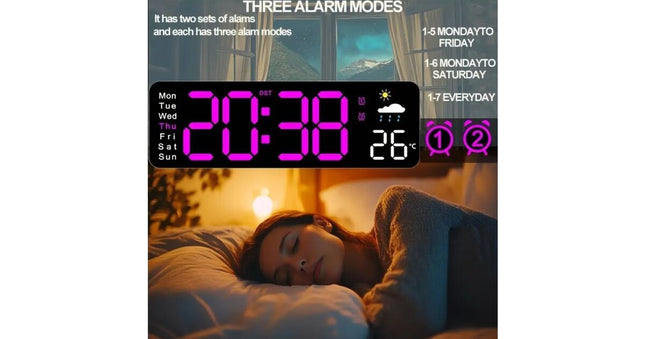 Digital LED clocks, wall-mounted, table clock with temperature display