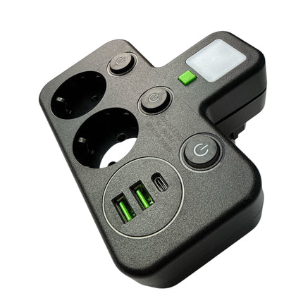 ADAPTOR Extension sockets 2 USB + Type C with backlight, 2500W, black