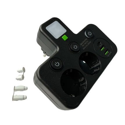 ADAPTOR Extension sockets 2 USB + Type C with backlight, 2500W, black