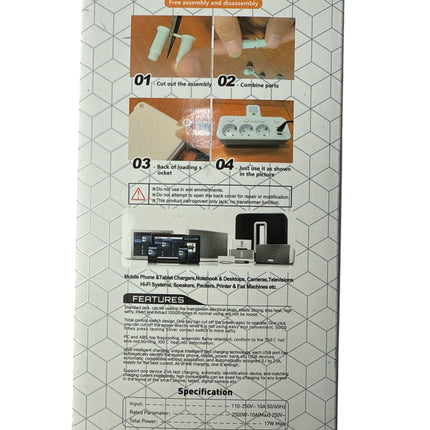 ADAPTOR Extension sockets 2 USB + Type C with backlight, 2500W, black