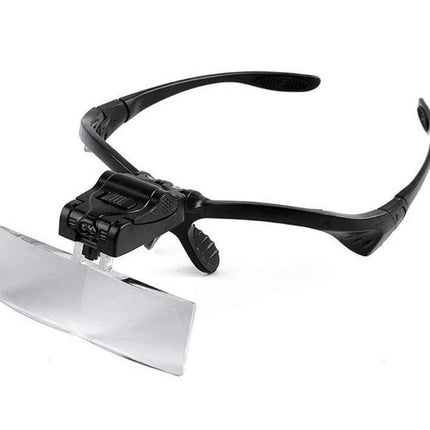 Magnifying glasses with headband and LED light with 5 interchangeable magnifying lenses