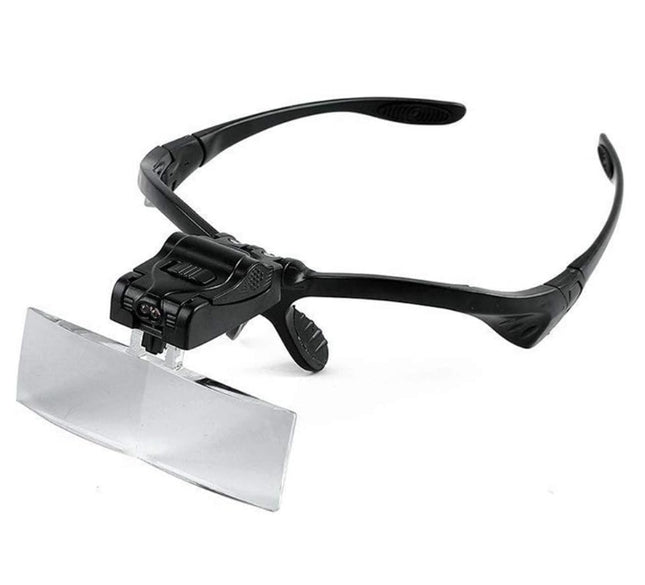 Magnifying glasses with headband and LED light with 5 interchangeable magnifying lenses