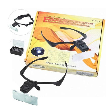 Magnifying glasses with headband and LED light with 5 interchangeable magnifying lenses
