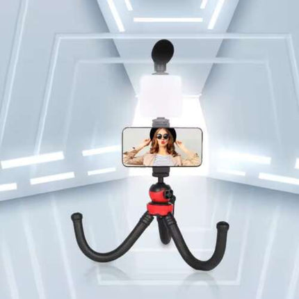 Vlogging Kit AY-49H Phone Stand Fill Light Live Broadcast Kit Extension Tripod with Holder Flexible Tripod Kit for Live Broadcasting