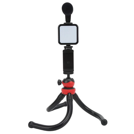 Vlogging Kit AY-49H Phone Stand Fill Light Live Broadcast Kit Extension Tripod with Holder Flexible Tripod Kit for Live Broadcasting
