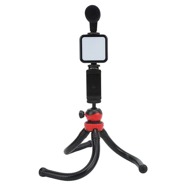 Vlogging Kit AY-49H Phone Stand Fill Light Live Broadcast Kit Extension Tripod with Holder Flexible Tripod Kit for Live Broadcasting