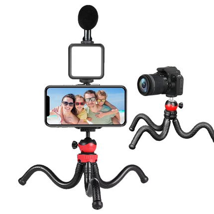 Vlogging Kit AY-49H Phone Stand Fill Light Live Broadcast Kit Extension Tripod with Holder Flexible Tripod Kit for Live Broadcasting