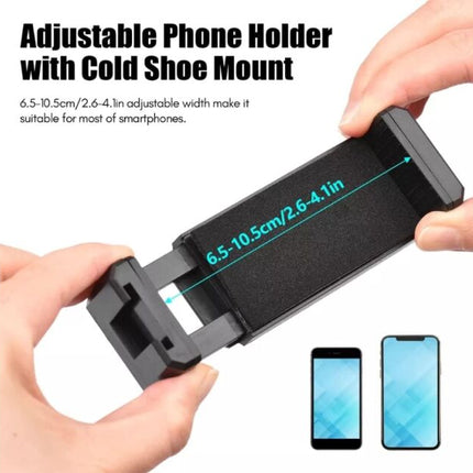 Professional camera and phone holder with microphone, light and video recording kit