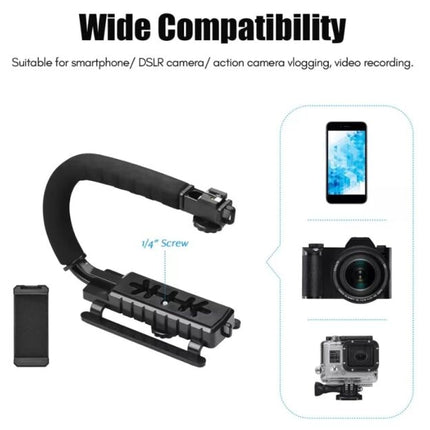 Professional camera and phone holder with microphone, light and video recording kit