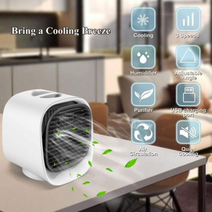 Personal air cooler, 3 in 1, white, mini size, 7 LED colors, USB power supply, 166x152x145mm