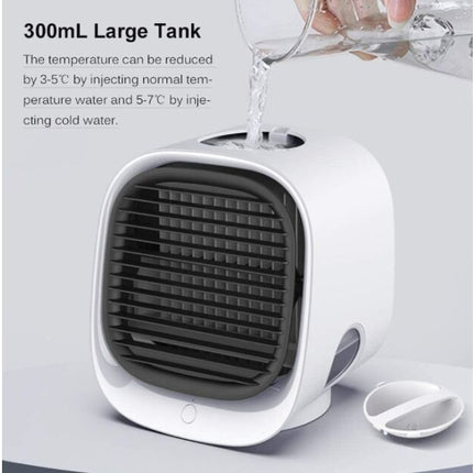 Personal air cooler, 3 in 1, white, mini size, 7 LED colors, USB power supply, 166x152x145mm