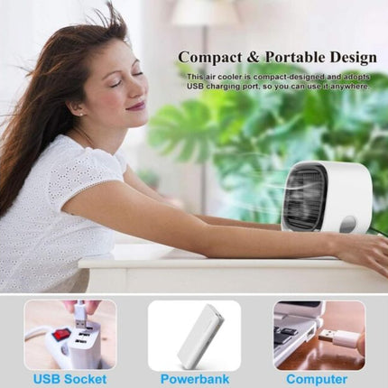 Personal air cooler, 3 in 1, white, mini size, 7 LED colors, USB power supply, 166x152x145mm