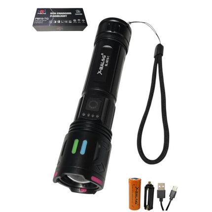 USB Rechargeable Flashlight 3000M, BL-6619-1, 15.9 cm, 26650 Battery, 6 Lighting Modes, High Brightness