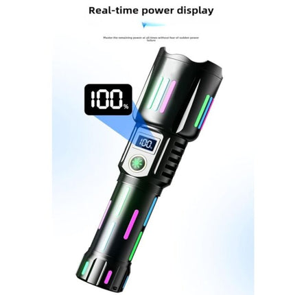 Aluminum LED flashlight, with battery 26650mah, USB Type-C charging, 5 lighting modes (KH-W515)