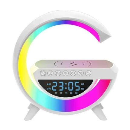Bluetooth speaker with LED mood light, wireless charging and digital clock
