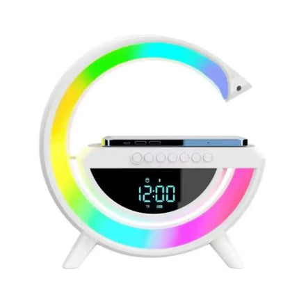 Bluetooth speaker with LED mood light, wireless charging and digital clock