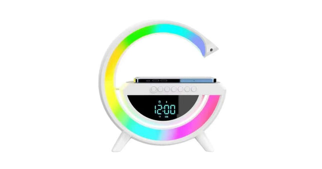 Bluetooth speaker with LED mood light, wireless charging and digital clock