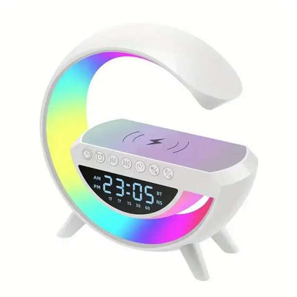 Bluetooth speaker with LED mood light, wireless charging and digital clock