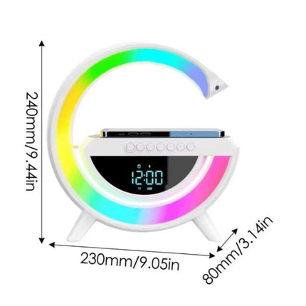 Bluetooth speaker with LED mood light, wireless charging and digital clock
