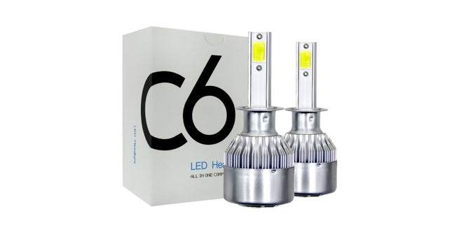 2 pcs C6 car LED kit, H1, H4, H7, 36w, 3800 lumen, 6500K, AUTO, 12-24 volts, COB