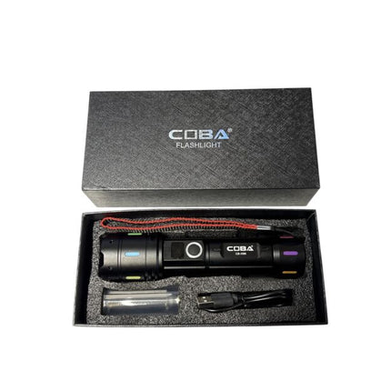 Aluminum alloy high-brightness flashlight, LED flashlight, CB-X89, 16.5cm, with 26650 battery, 300W wick, 6 lighting modes, USB Type-C rechargeable cable