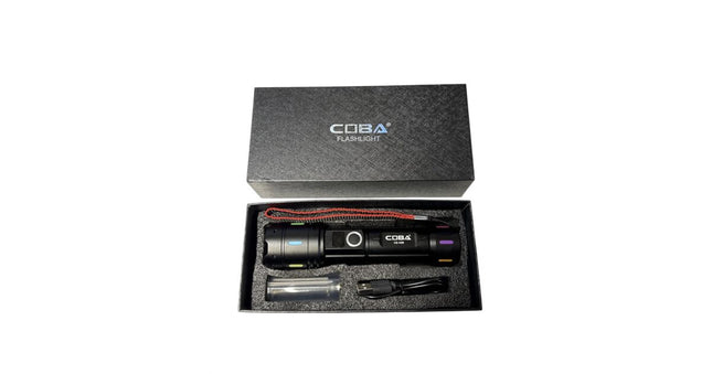 Aluminum alloy high-brightness flashlight, LED flashlight, CB-X89, 16.5cm, with 26650 battery, 300W wick, 6 lighting modes, USB Type-C rechargeable cable