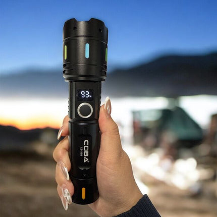 Aluminum alloy high-brightness flashlight, LED flashlight, CB-X89, 16.5cm, with 26650 battery, 300W wick, 6 lighting modes, USB Type-C rechargeable cable