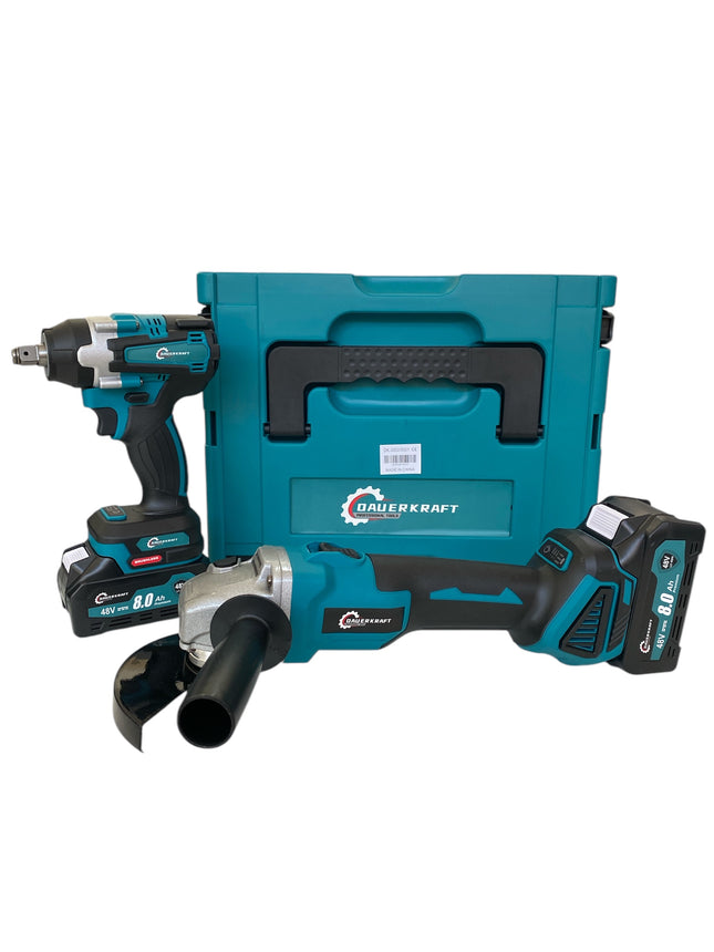 Tool set angle grinder and impact driver with 2 batteries 8 Ah, 48V DK-3002/5001