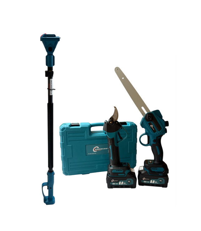 3 in 1 Tool set with 2 batteries 8 Ah 48V, Cordless mini chainsaw, Lopper, Cordless lopper for trimming branches and cutting wood