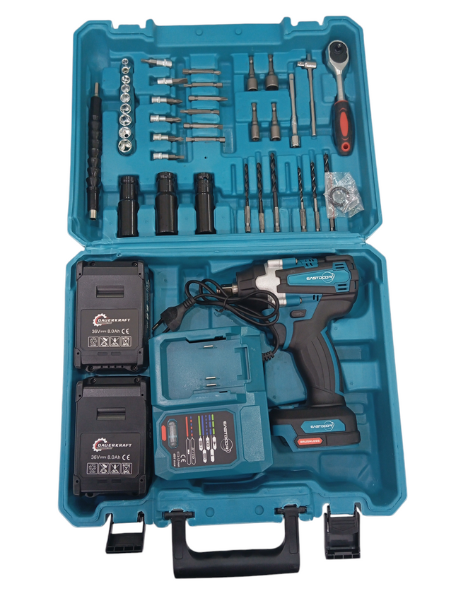 45-piece tool kit, cordless screwdriver set, 2 x 36V batteries, for Home Maintenance, DIY Projects, and Automotive Repair