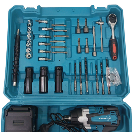 45-piece tool kit, cordless screwdriver set, 2 x 36V batteries, for Home Maintenance, DIY Projects, and Automotive Repair