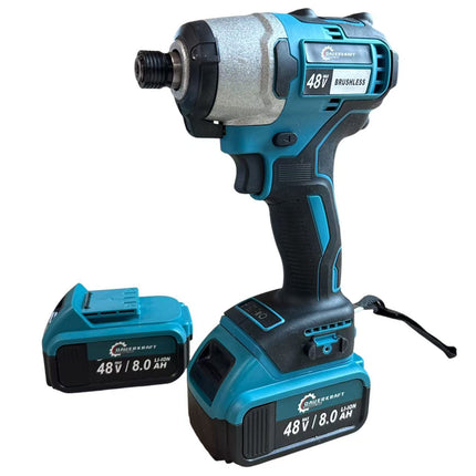Brushless Cordless Electric Impact Driver with 2x48V 8.0 Lithium-ion Ah Batteries Electric Impact Driver For Home Screwdriver, Cordless Screwdriver, Home Improvement Tool, Elegant Tool Design, Durable Construction, Robust Tool Design, High Quality Motor