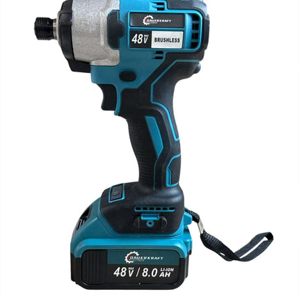 Brushless Cordless Electric Impact Driver with 2x48V 8.0 Lithium-ion Ah Batteries Electric Impact Driver For Home Screwdriver, Cordless Screwdriver, Home Improvement Tool, Elegant Tool Design, Durable Construction, Robust Tool Design, High Quality Motor