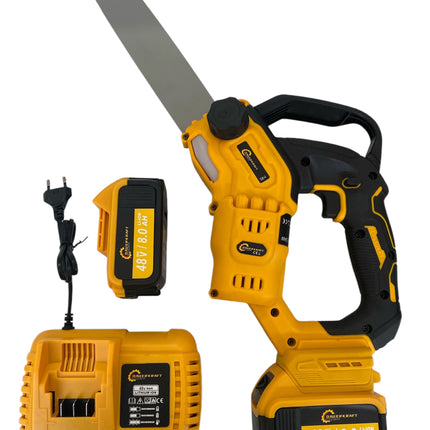 Cordless Electric Chainsaw 48V with 2 Batteries for Tree Pruning, Branch and Wood Cutting