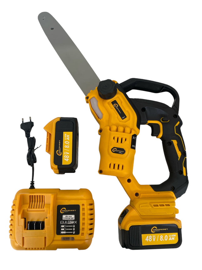 Cordless Electric Chainsaw 48V with 2 Batteries for Tree Pruning, Branch and Wood Cutting