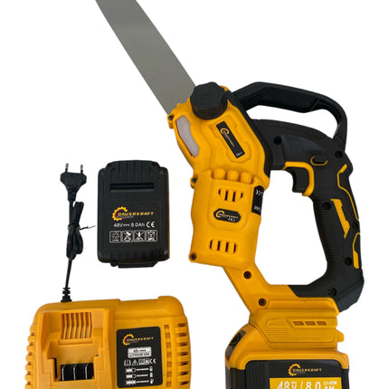 Cordless Electric Chainsaw 48V with 2 Batteries for Tree Pruning, Branch and Wood Cutting