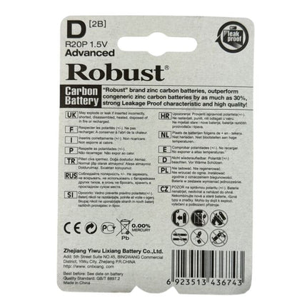 Robust Carbon battery D R20P 1.5V Advanced