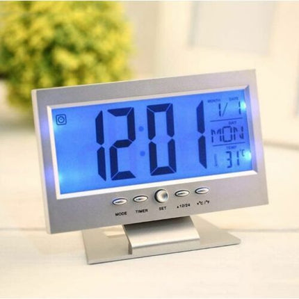 Digital clock with LCD display and voice control, thermometer function, DS-8082