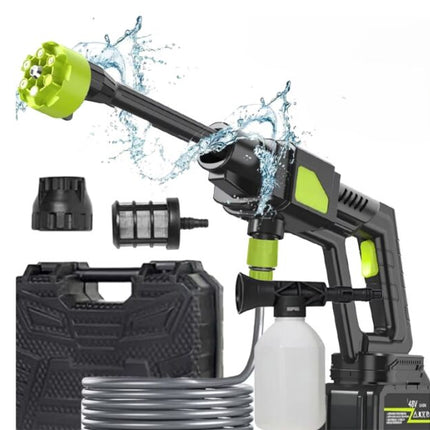 High Pressure Car Washer Cordless Water Car Wash Gun Portable Car Wash Machine with 6 in 1 Nozzle, 48V