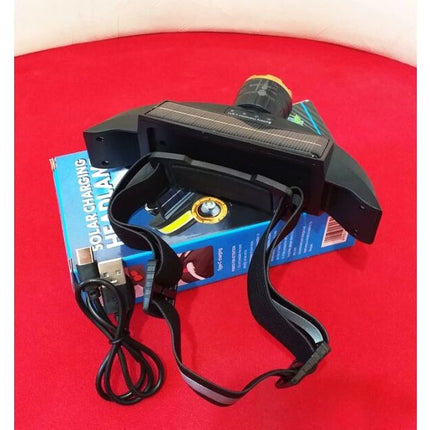 Rechargeable Headlamp LED, Solar headlamp, black color