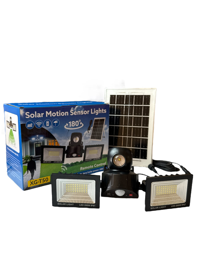 XG-T50 Double Waterproof Solar LED Floodlight 200W with Motion Sensor and Remote Control, IP67