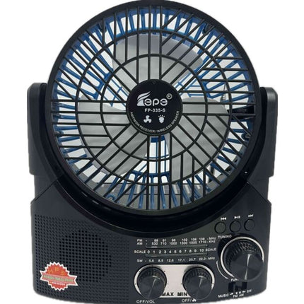 Solar Bluetooth Speaker with 6 Inch Fan, LED Bulb with AM/FM/SW Switch, LED Radio