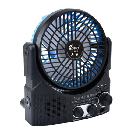 Solar Bluetooth Speaker with 6 Inch Fan, LED Bulb with AM/FM/SW Switch, LED Radio