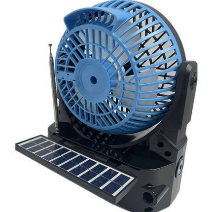 Solar Bluetooth Speaker with 6 Inch Fan, LED Bulb with AM/FM/SW Switch, LED Radio
